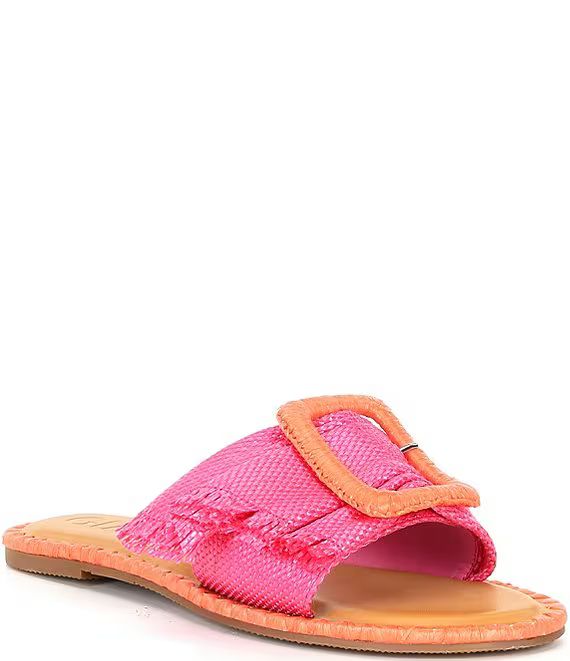 Gianni Bini Jaxson Raffia Mismatched Buckle Flat Sandals | Dillard's | Dillard's