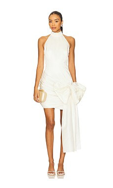 ROTATE Satin Bow Dress in Egret from Revolve.com | Revolve Clothing (Global)
