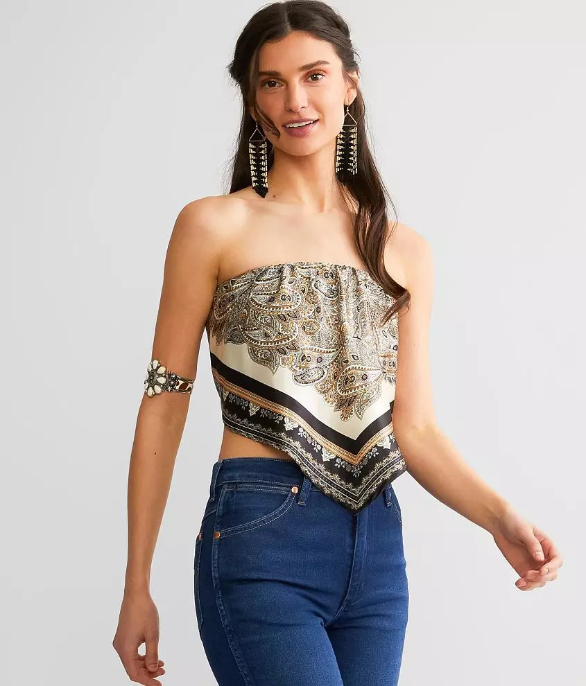Satin Paisley Tube Top | Buckle