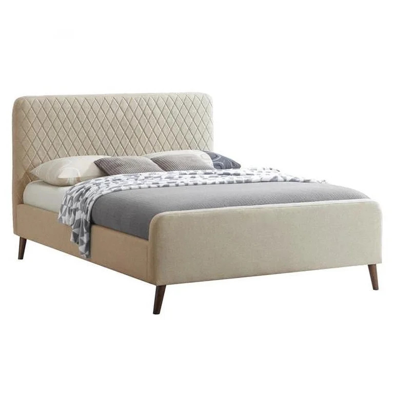 Better Home Products Roza Velvet Upholstered Queen Bed with Headboard Champaign | Walmart (US)
