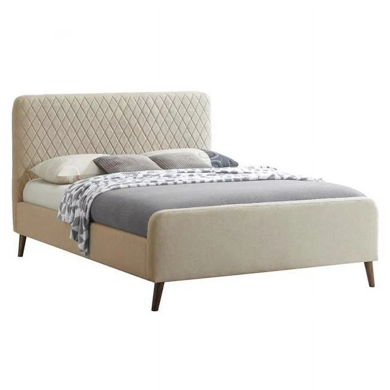 Better Home Products Roza Velvet Upholstered Queen Bed with Headboard Champaign | Walmart (US)