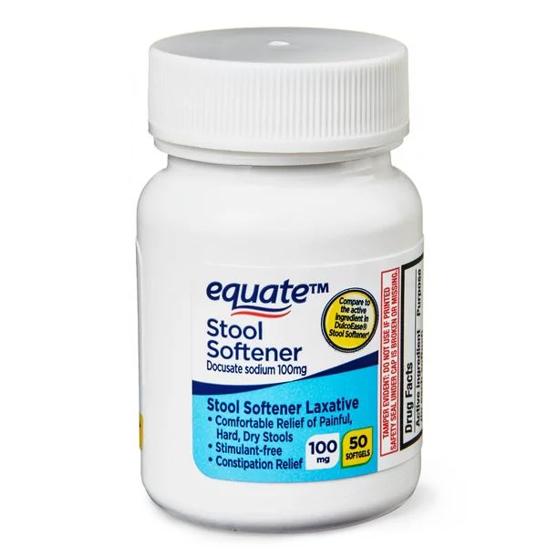 Equate Stool Softener Laxative Softgel, 100 mg, 50 Count | Walmart (US)