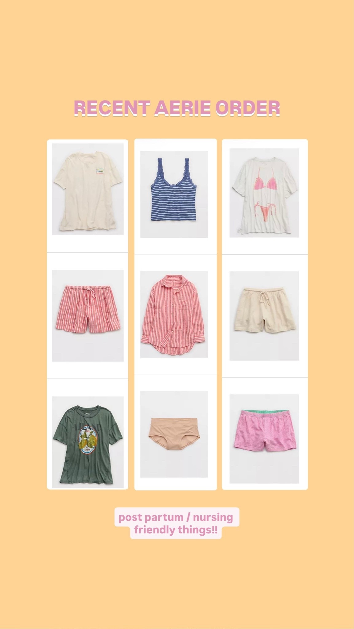 Aerie order!! All post partum things for this summer :) mostly mediums for sizing

#LTKootd #LTKMothersDay #LTKSaleAlert