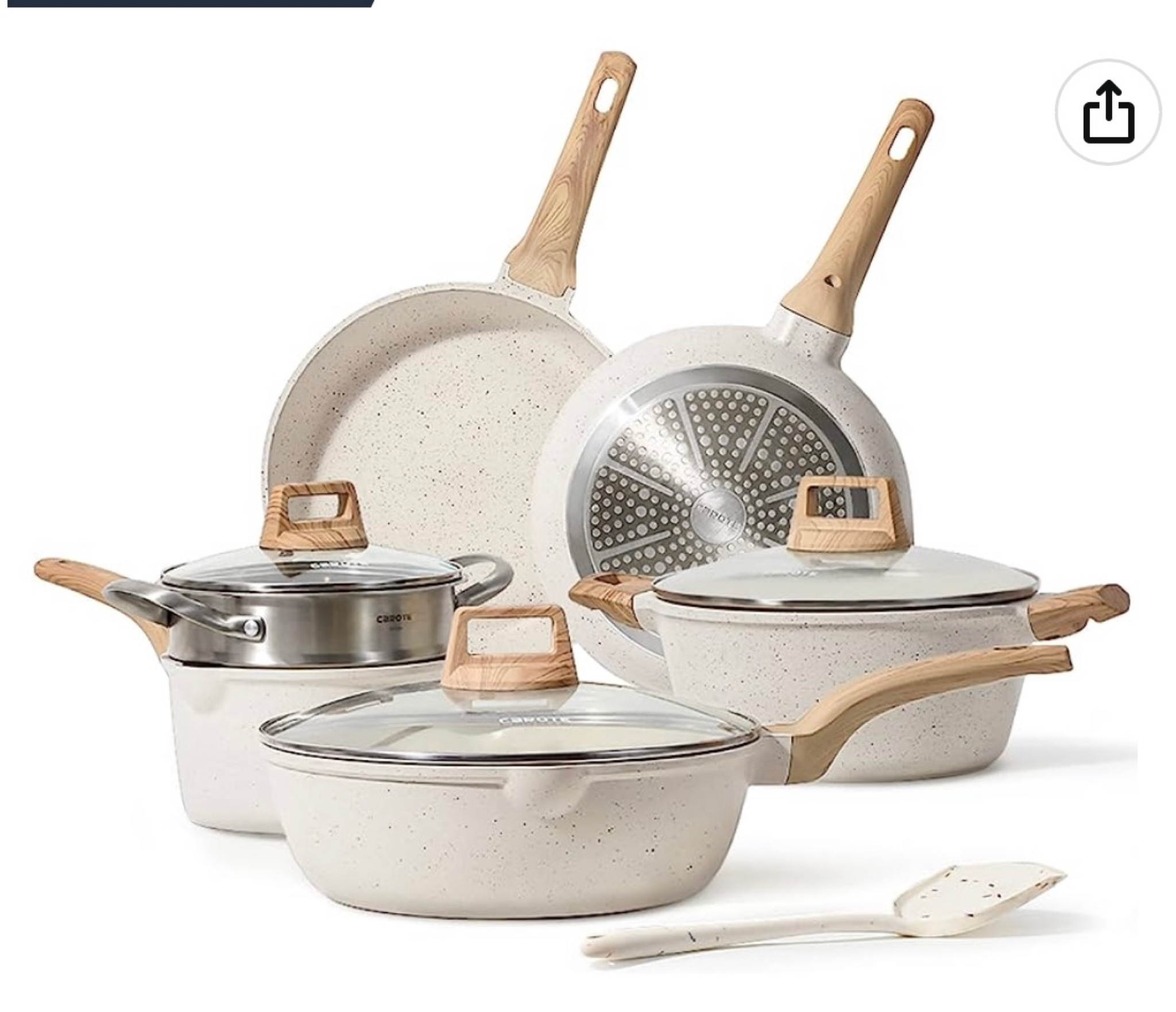 CAROTE Pots and Pans Set Nonstick, White Granite Induction Kitchen Cookware Sets, 10 Pcs Non Stick Cooking Set w/Frying Pans & Saucepans(PFOS, PFOA Free)

#LTKxPrimeDay #LTKsalealert #LTKFind
