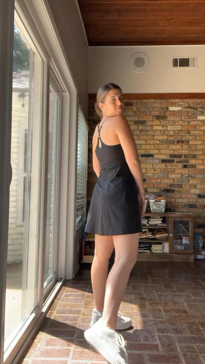favorite Athleisure looks. Tennis dress with adjustable straps and built in shorts. Love these platform sneakers too! Size small in dress 

#LTKActive #LTKShoeCrush #LTKFindsUnder50