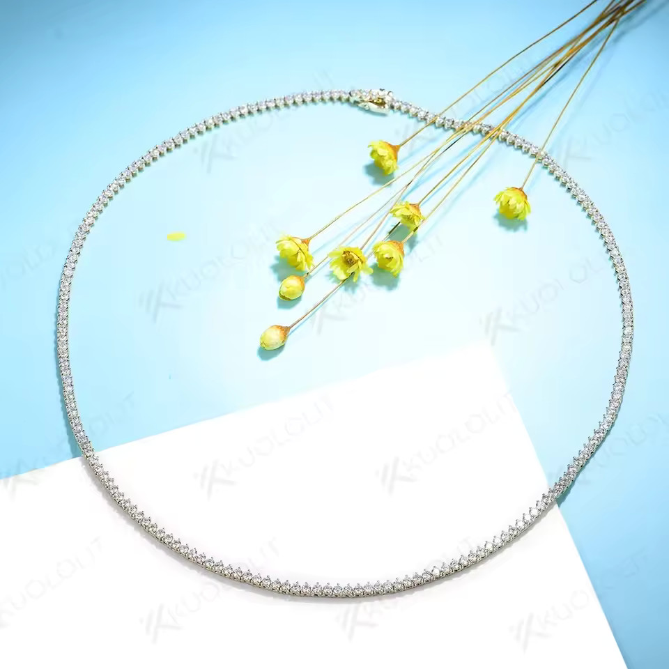Kuololit 5.25CTW Moissanite Tennis Necklaces for Women Men Solid 14K 10K Gold 925 Silver Chain fo... | AliExpress (US)