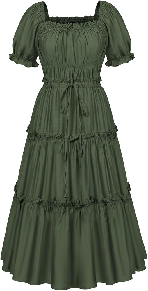 Scarlet Darkness Puff Sleeve Dress for Women Renaissance Cottagecore Dress Ruffle Tiered Boho Mid... | Amazon (US)