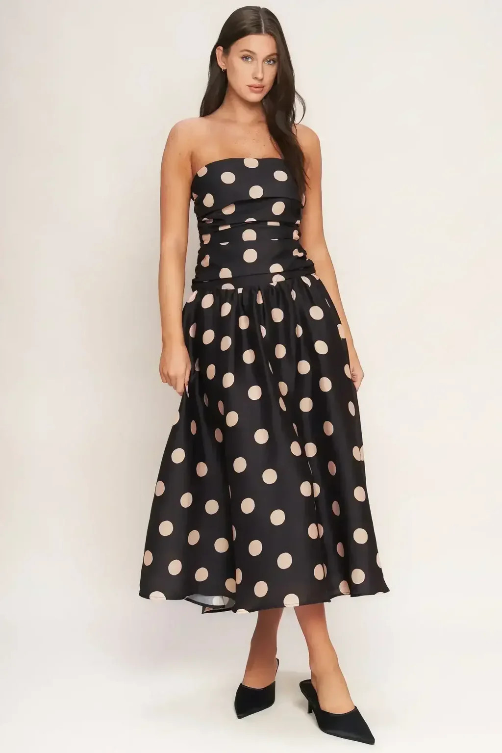 SPOTLIGHT HOUR POLKA DOT MIDI DRESS | Lady Black Tie