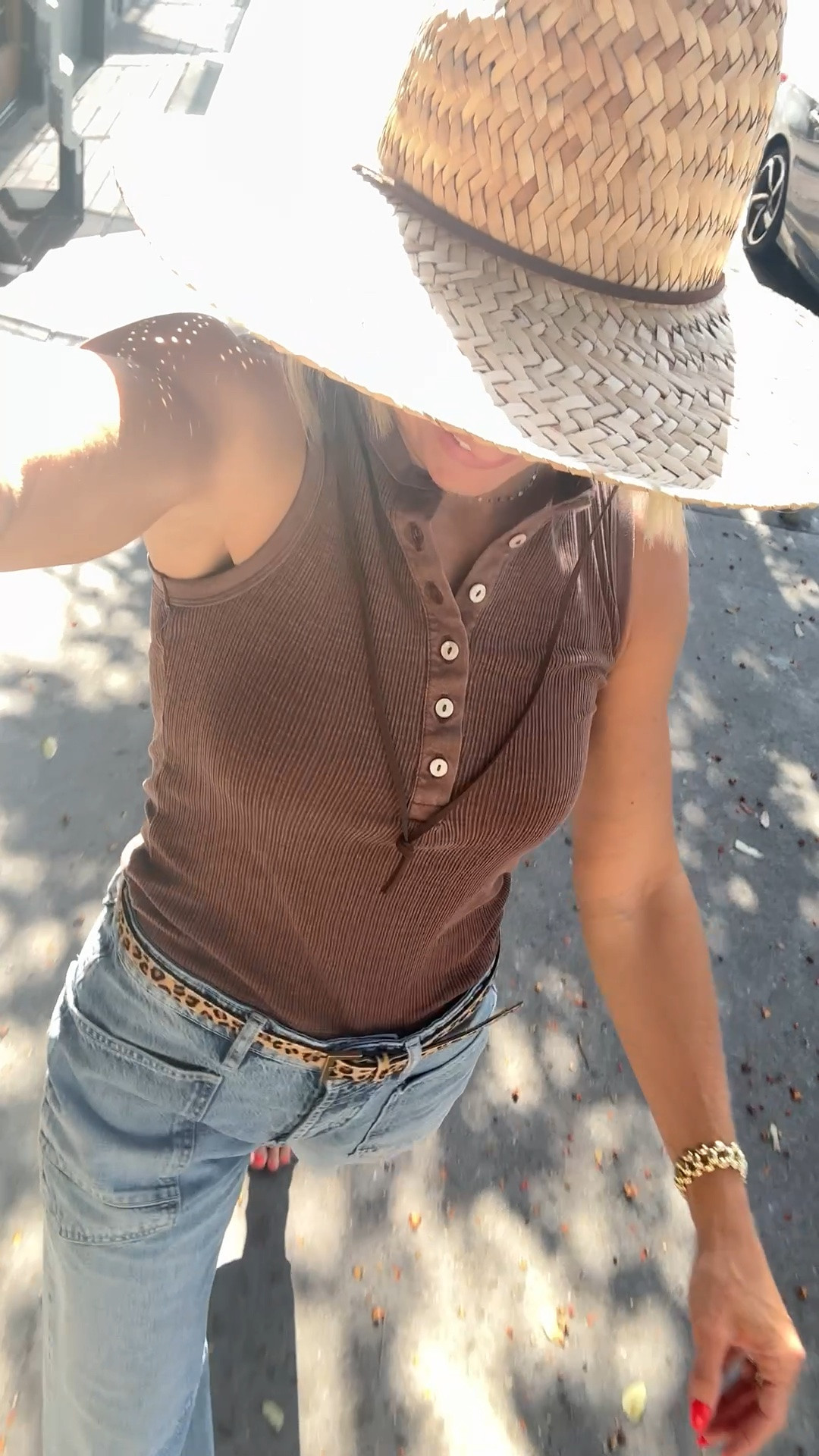 Summer favorites! 
Can’t stop wearing this $15 target tank. Going back for the blue color!
Wearing a small for a more fitted look
Size down in jeans⬇️

#LTKmomlife #LTKootd #LTKOver40