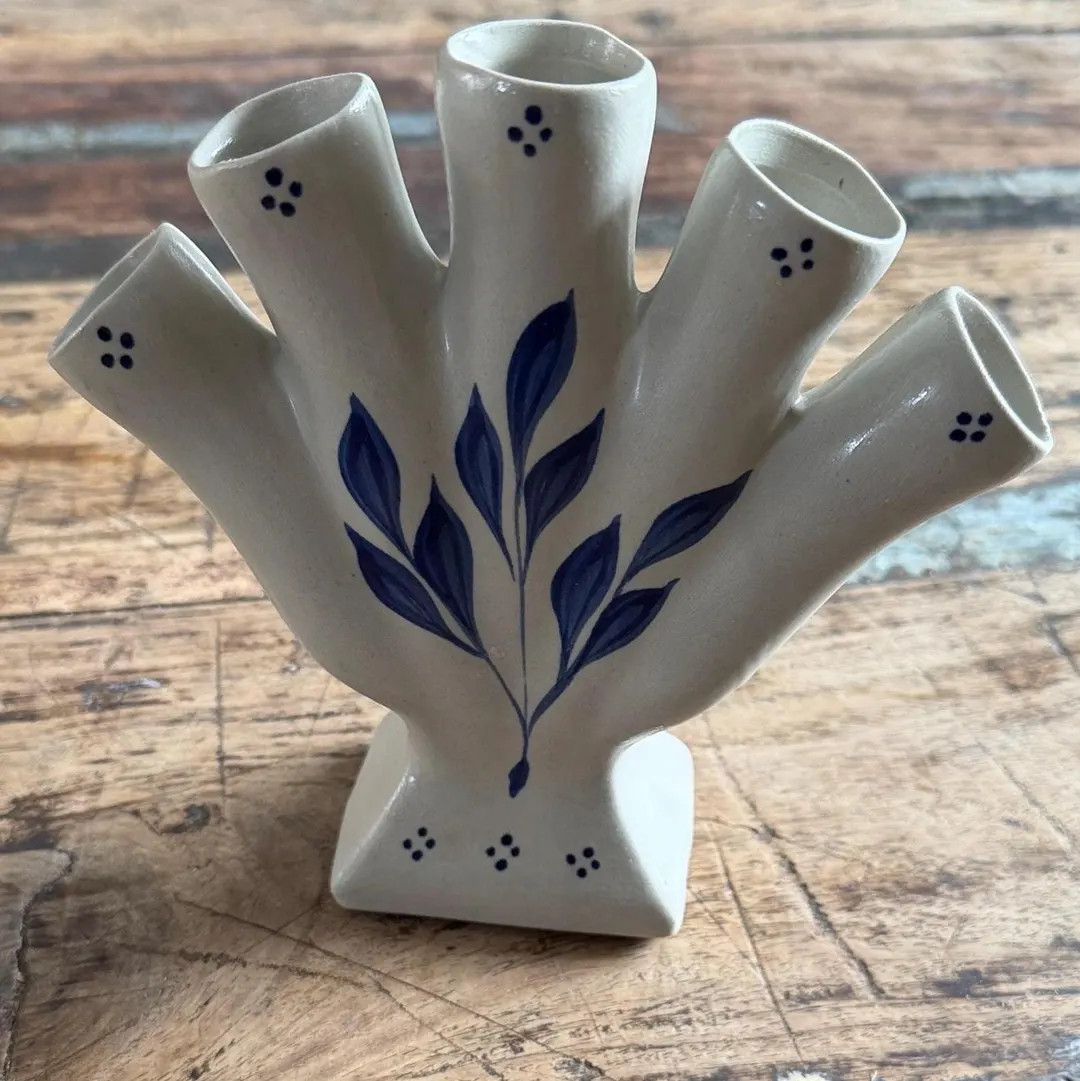 Vintage Williamsburg Pottery Five Finger Flower Vase, Floral, Pottery, Ceramic. - Etsy | Etsy (US)