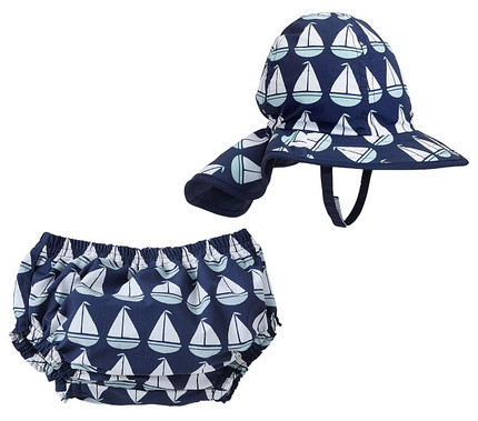 Click for more info about Sailboat Diaper Cover & Reversible Hat