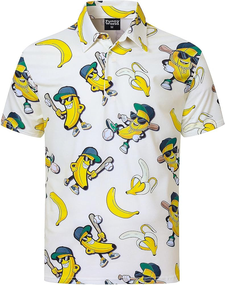 Funny World Men's 3D Pattern Printed Polo Shirts Short Sleeve Golf Shirt for Men | Amazon (US)