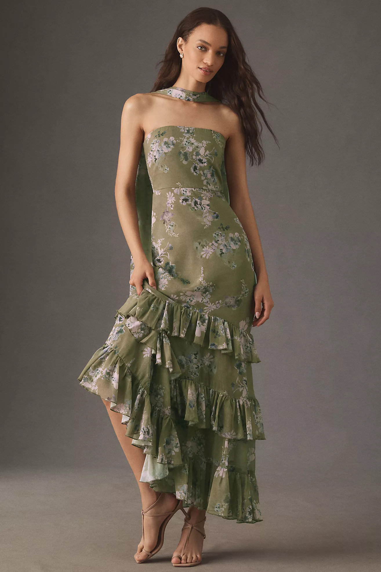 BHLDN Molly Strapless Chiffon Scarf Maxi Dress | Anthropologie (US)