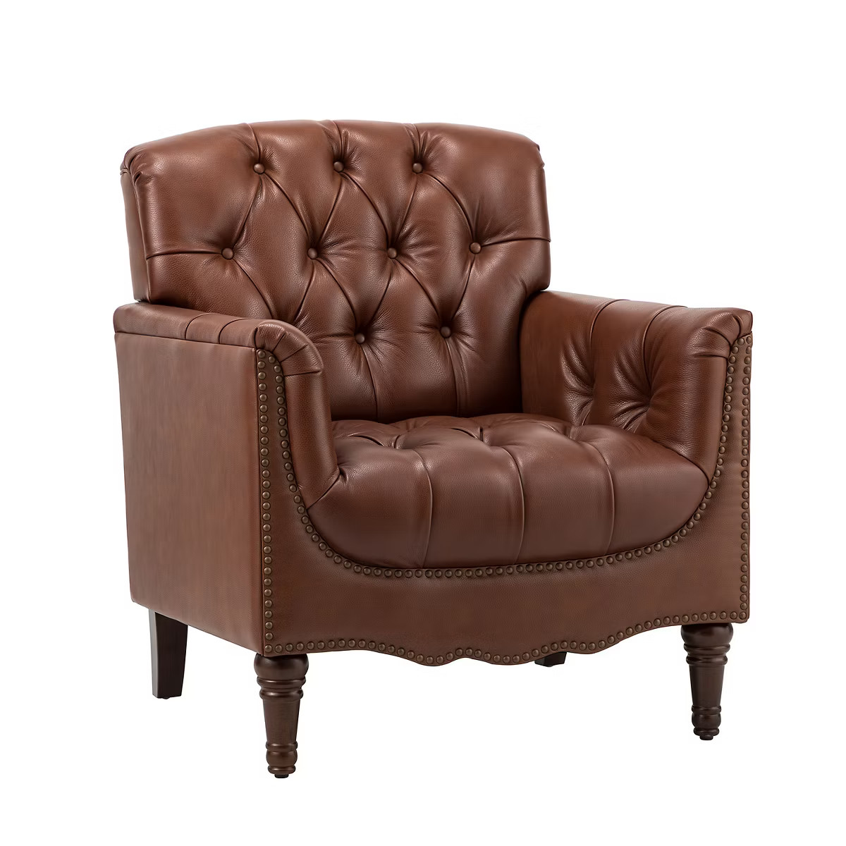 Enrique Genuine  Leather Armchair with Turned Legs | ARTFUL LIVING DESIGN | Target
