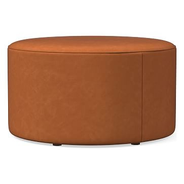 Isla Large Ottoman, Poly, Vegan Leather, Saddle, Concealed Supports | West Elm (US)