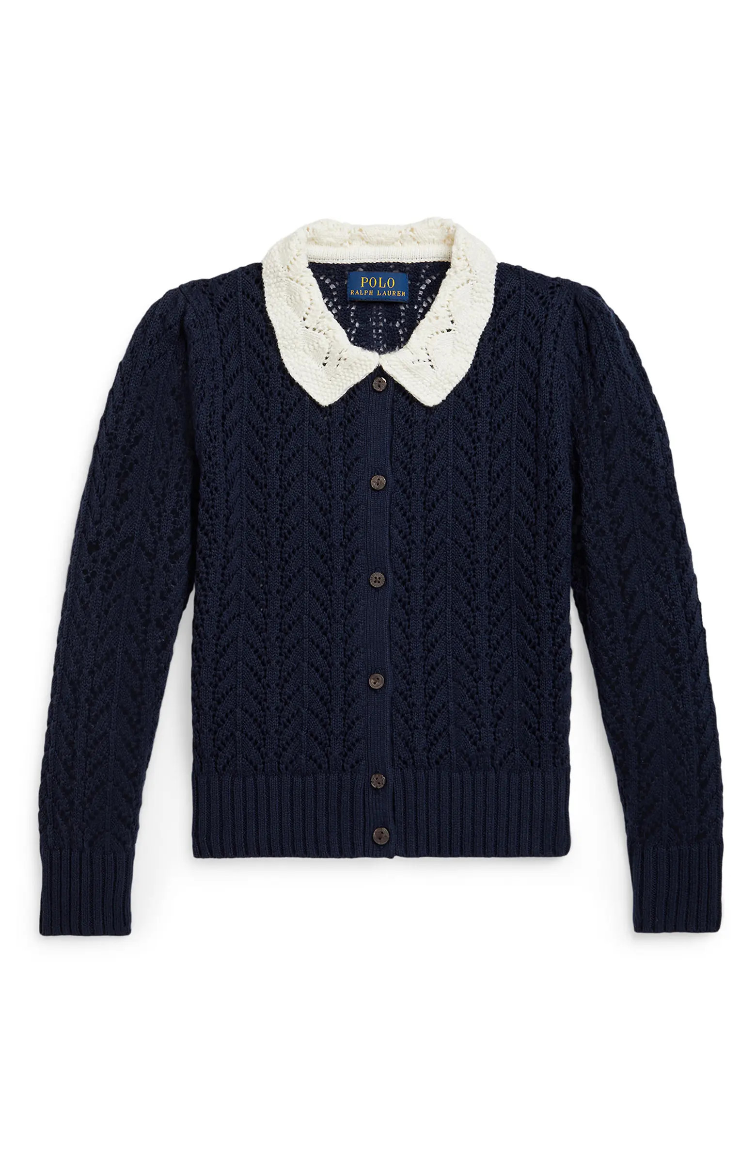 Polo Ralph Lauren Kids' Collared Pointelle Cardigan | Nordstrom | Nordstrom