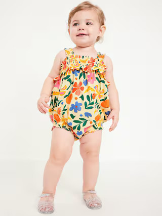 Sleeveless Ruffle-Trim Smocked One-Piece Romper for Baby | Old Navy (US)