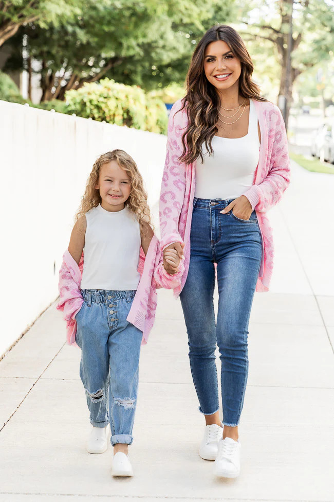 Make Time For Love Kids Pink Animal Print Pink Cardigan FINAL SALE | Pink Lily