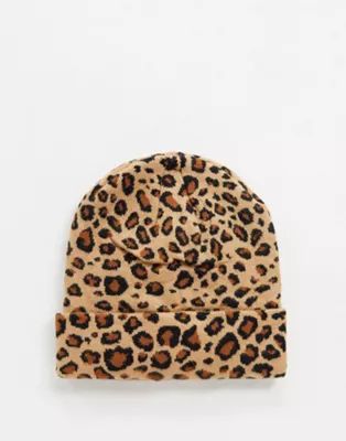 My Accessories London ribbed beanie hat in leopard print | ASOS (Global)