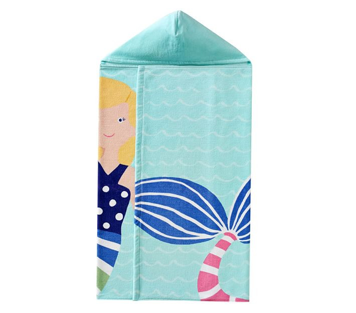 Rainbow Mermaid Kid Beach Hooded Towel Navy | Pottery Barn Kids