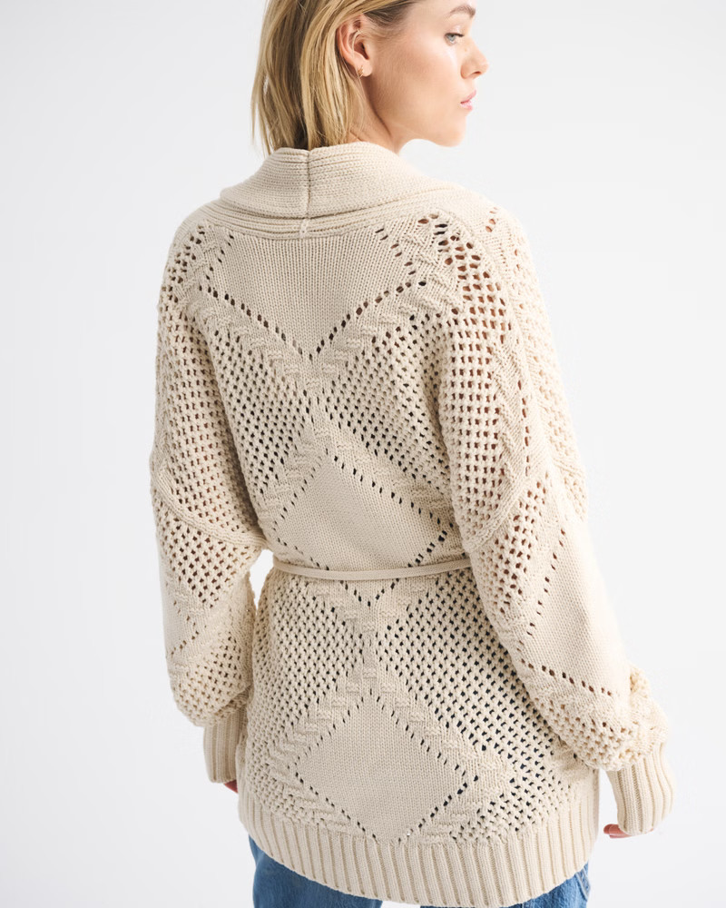 Textural Stitch Belted Cardigan | Abercrombie & Fitch (UK)