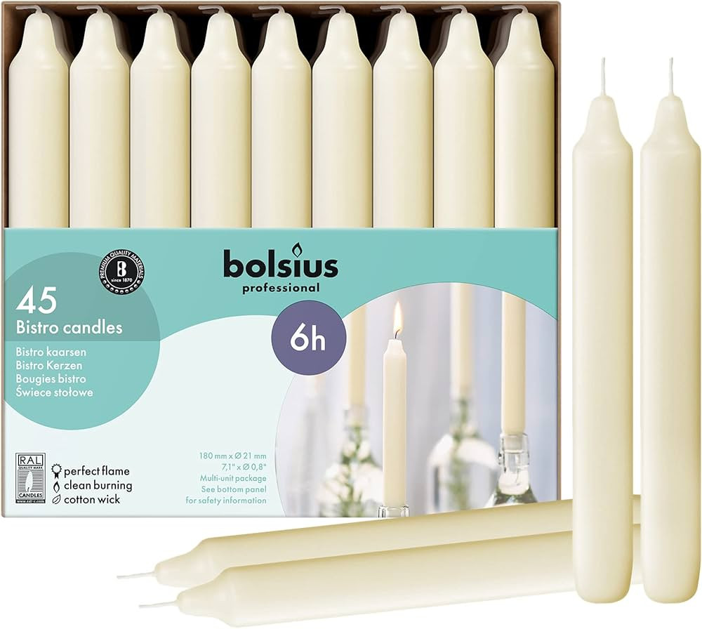 BOLSIUS Ivory Household Candles Bulk Pack 45 Count - Unscented Dripless 7 Inch Dinner Candlestick... | Amazon (US)