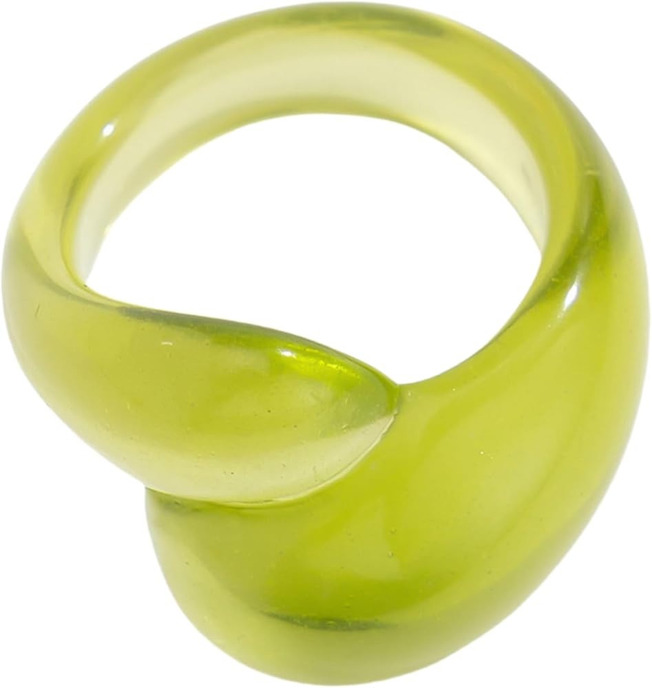 Vintage Multi-Color Resin Thick Ring Acrylic Plastic Knuckle Ring Simple Geometric Rings Cute Fas... | Amazon (US)
