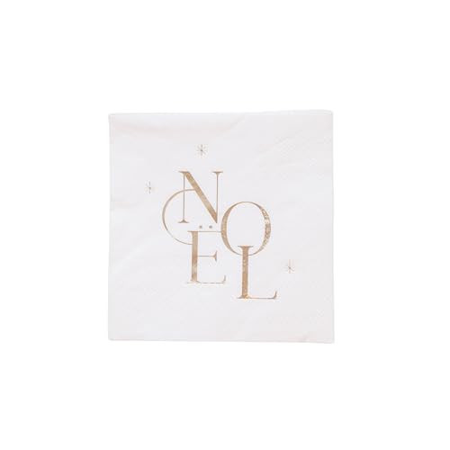 Bonjour Fête Noel Cocktail Paper Party Napkins | 3-Ply Fancy Napkins for Christmas, Holiday, and Birthday Decorations | Small Napkins | Gold Foil, Pack of 20, 5" Folded | Premium Party Supplies | Amazon (US)