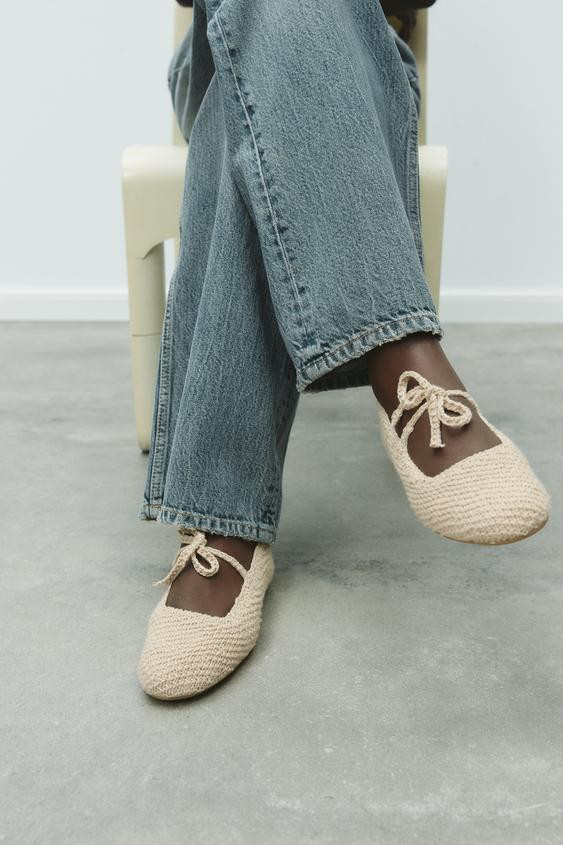 CROCHET BOW BALLERINAS | Zara UK
