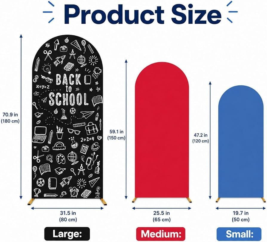 3PCS Back to School Arch Round Top Backdrop Cover 4ft 5ft 6ft Blackboard Paper Themed Arch Backdr... | Amazon (US)