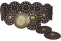 3 1/2" (90 mm) Wide Ladies Wide Boho Disc Concho Leather Belt | Amazon (US)