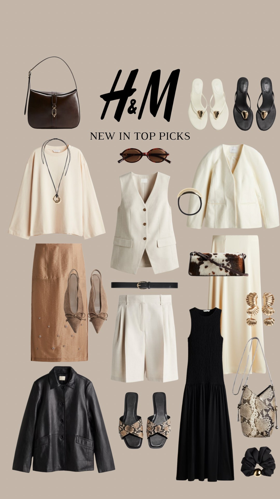 H&M new in picks 🫶🏻

Waist coat, Bermuda shorts, satin skirt, sandals, black dress, leather jacket, pendant necklace, sunglasses, hand bag 

#LTKuk #LTKstyletip #LTKAprilSpotlight