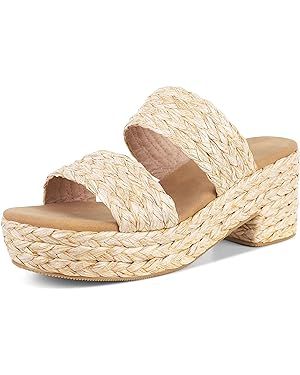 North Oak Women's Espadrilles Platform Sandals Wedges Slides Sandals Open Toe Fashion Summer Outd... | Amazon (US)