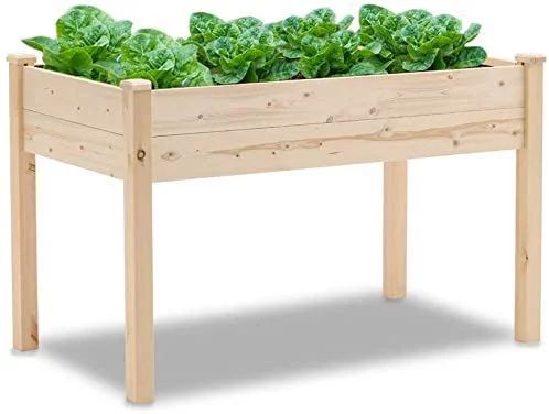 SOLAURA 4 ft Outdoor Wooden Raised Garden Bed Elevated Planter - Natural | Walmart (US)