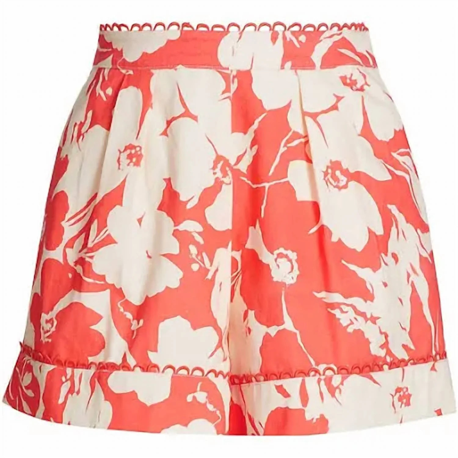 Adyson Flare Shorts In Coral Flowers Floral | Shop Simon