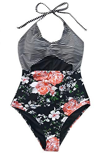 CUPSHE Women's Secret Fragrance Print Halter One-Piece Swimsuit Beach Swimwear Small at Amazon Wo... | Amazon (US)
