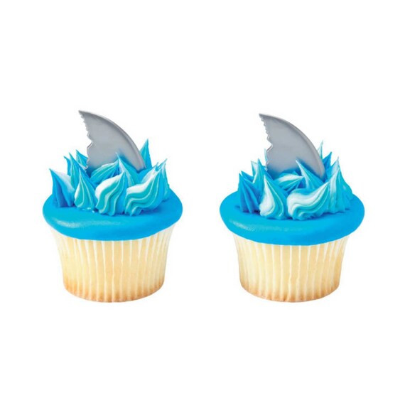 Shark Fin Cake Toppers pack of 12 Shark Birthday Party | Etsy | Etsy (US)