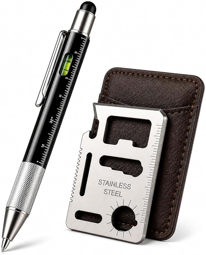Fathers Day Gift for Dad – Multitool Pen 6-in-1 & Card Tool 11-in-1 Set, Cool Gadgets for Men, ... | Amazon (US)