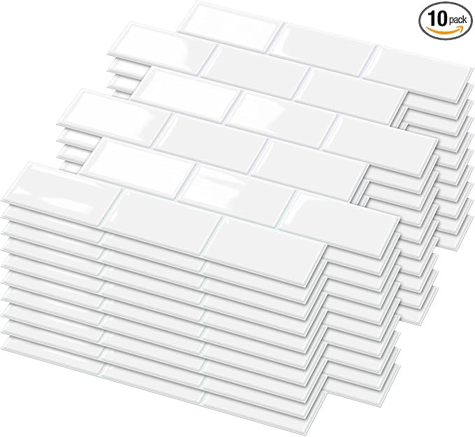 Amazon.com: Joysticky 10-Sheet Peel and Stick Backsplash, 12" * 12" Laser Crystal Texture Stick o... | Amazon (US)