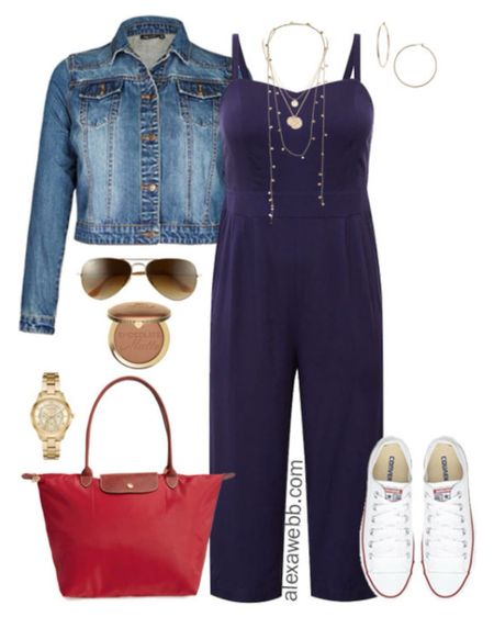 Plus Size Cruise Collection - Jumpsuit Outfits with Denim Jacket, Red Tote and Converse Sneakers - Alexa Webb

#LTKStyleTip #LTKPlusSize #LTKSeasonal