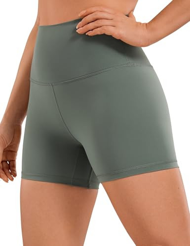 CRZ YOGA Women's Naked Feeling Biker Shorts - 3 Inches High Waisted Yoga Workout Running Spandex Grey Sage X-Small | Amazon (US)