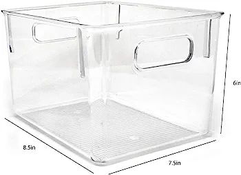 Isaac Jacobs 3-Pack Medium Clear Storage Bins with Handles, Plastic Organizer for Home or Fridge/... | Amazon (US)