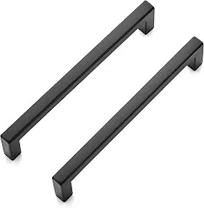 Ravinte 20 Pack 5 Inch Hole Center Solid Slim Square Pulls Matte Black Kitchen Cabinet Handles Sq... | Amazon (US)