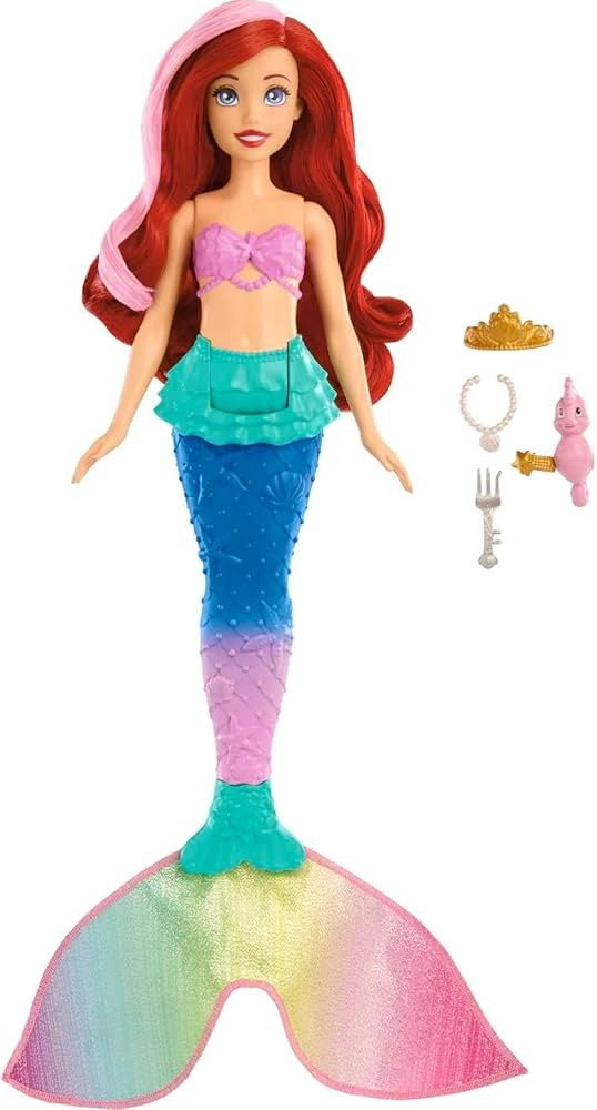 Mattel Disney Princess Toys, Ariel Swimming Mermaid Fashion Doll with Color-Change Hair & Tail, I... | Amazon (US)