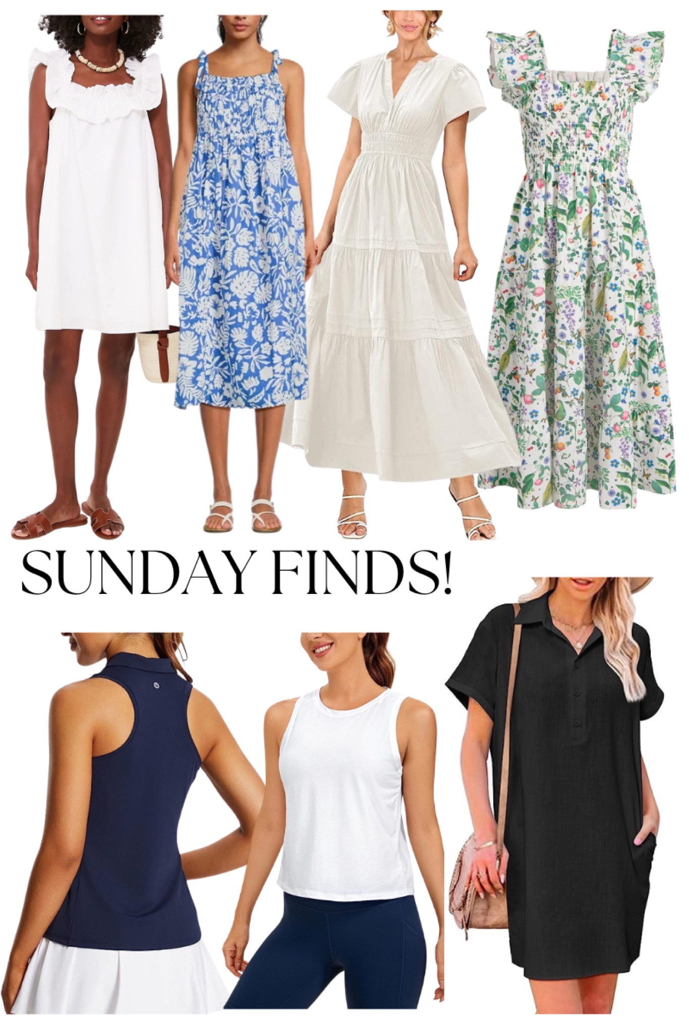 SUNDAY FINDS! White dresses, the softest Walmart dress, new Hill House dress, tennis top, athletic top has been a best seller this week and an easy, everyday amazon dress 

#LTKFitness #LTKworkwear #LTKunder100
