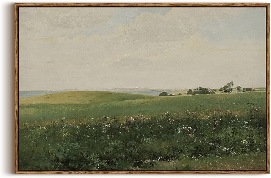 InSimSea Framed Canvas Wall Art Vintage Decor, Farmhouse Decor, Vast Grassland Landscape Painting... | Amazon (US)