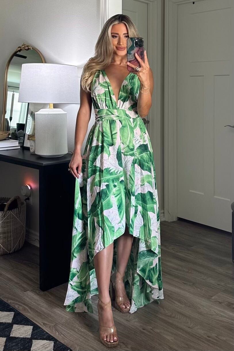 Palm Springs Maxi Dress: Green/Light Pink | Bella and Bloom Boutique
