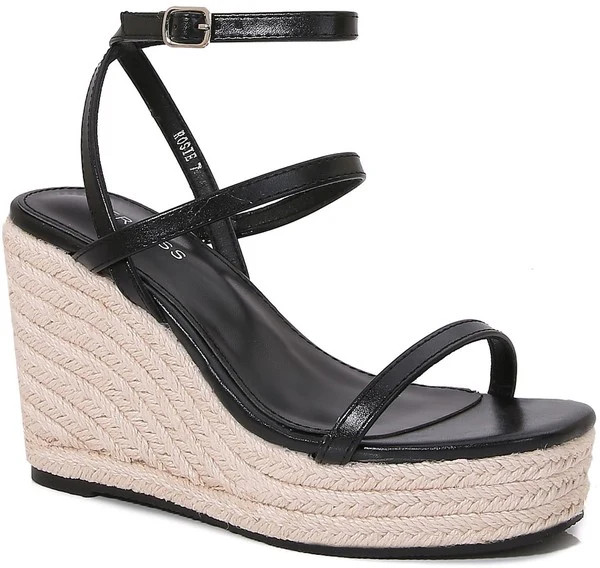 Camelia Rosie Square Toe Wedges - Black 10 | Fancyd Boutiqe