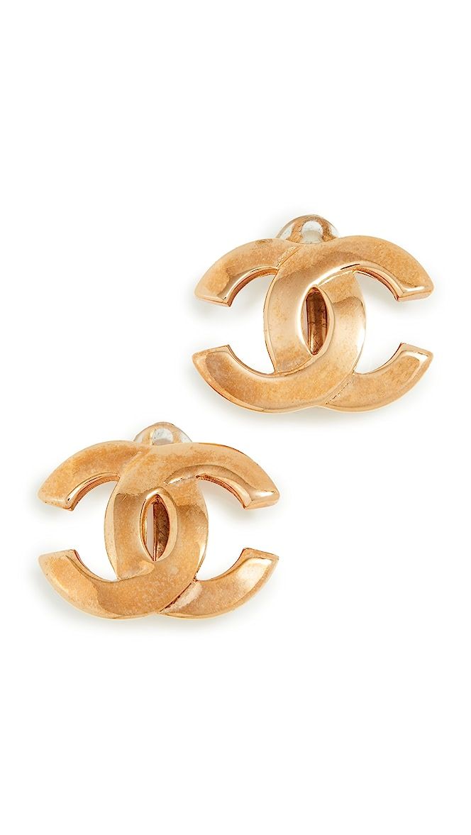 Chanel Gold CC Clip On Earrings | Shopbop