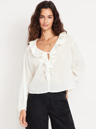 Tie-Front Ruffle Top | Old Navy (US)